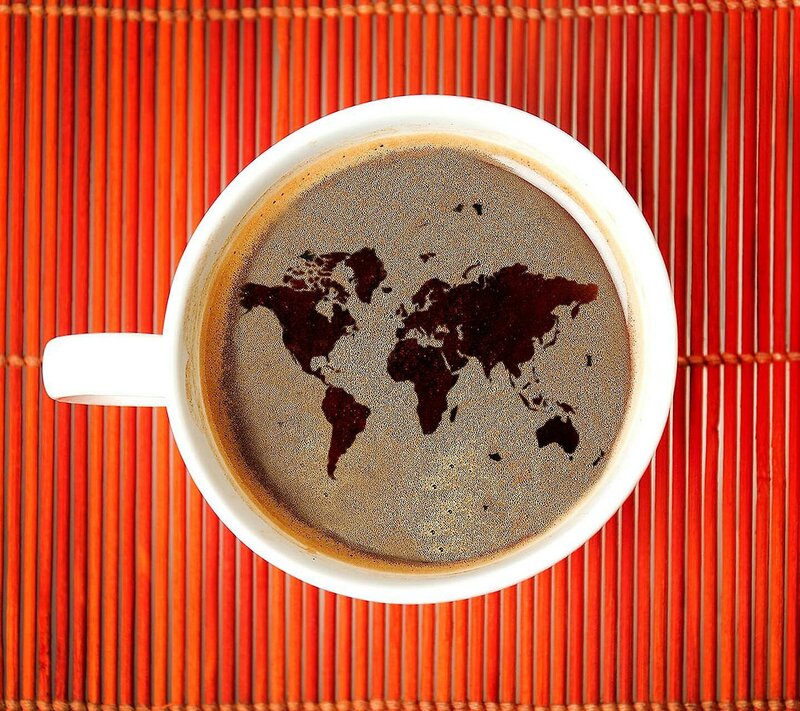 Coffee Cup with World Map — White