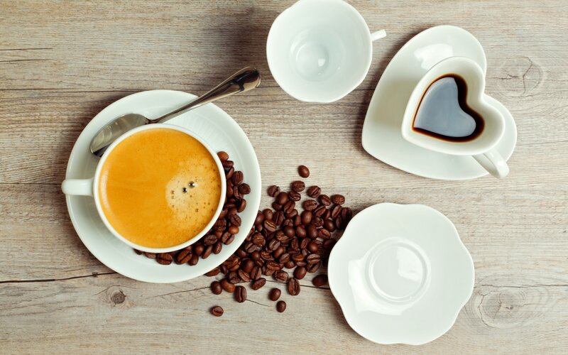 Coffee Cups and Beans — Brown
