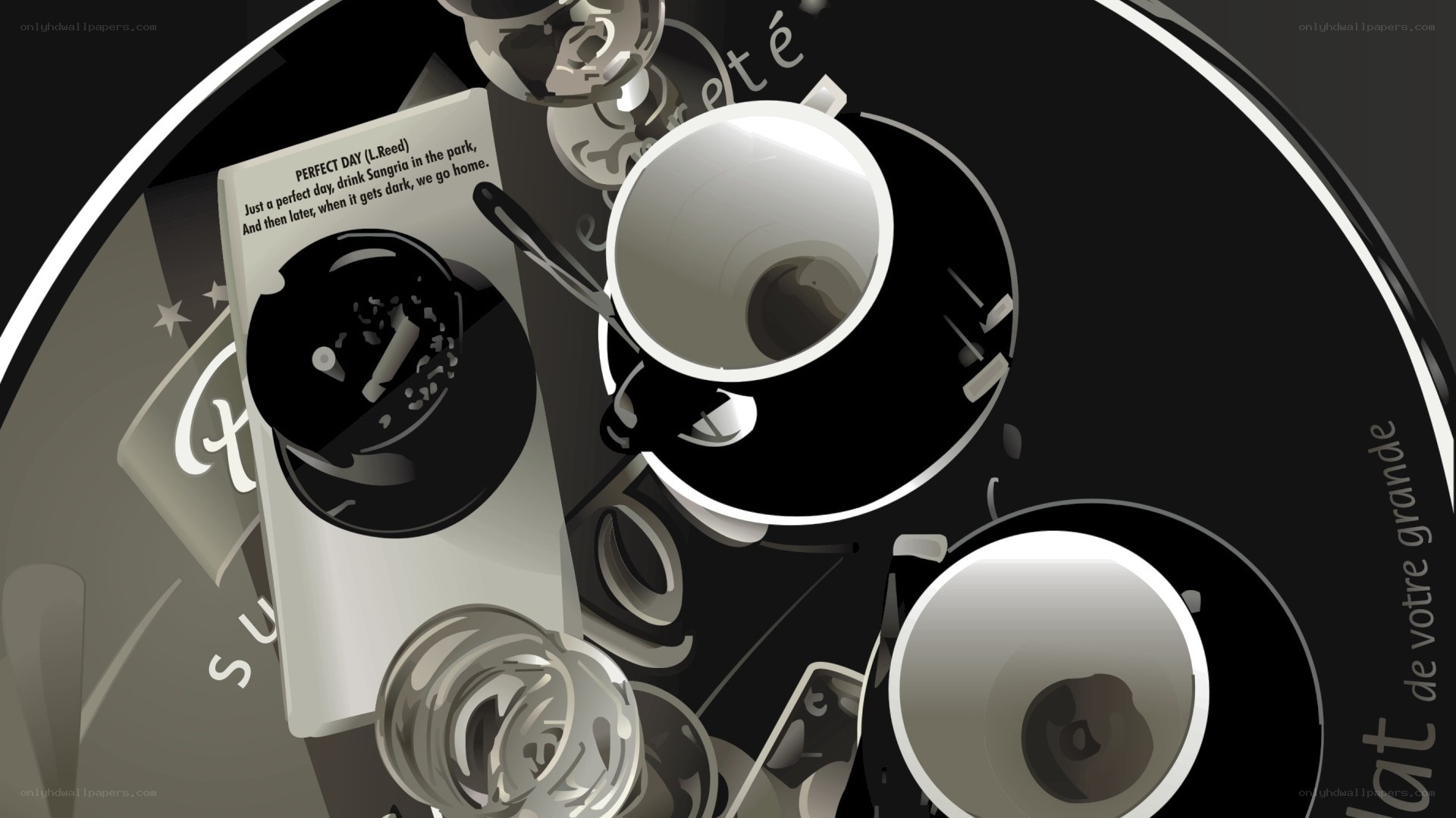 coffee cups and book on table