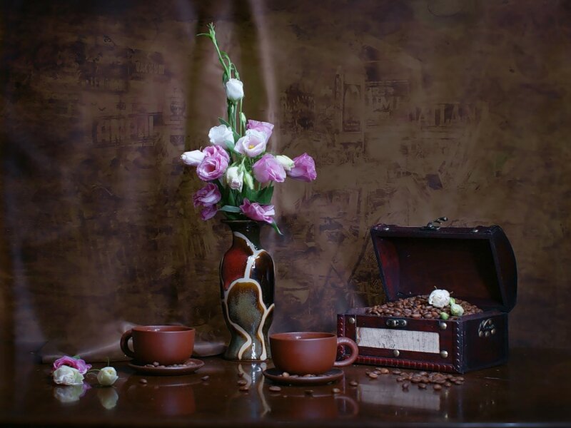 Coffee Cups and Flowers