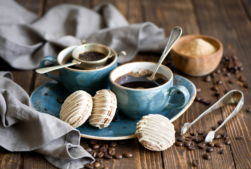 Coffee Cups and Macarons