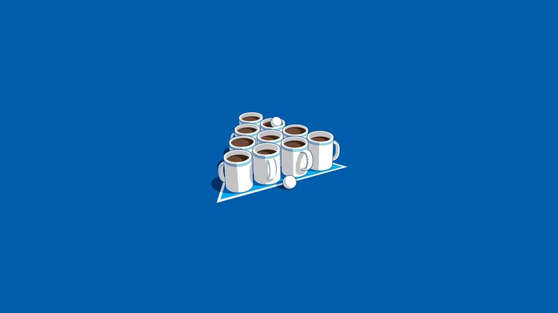 coffee cups arranged in triangle