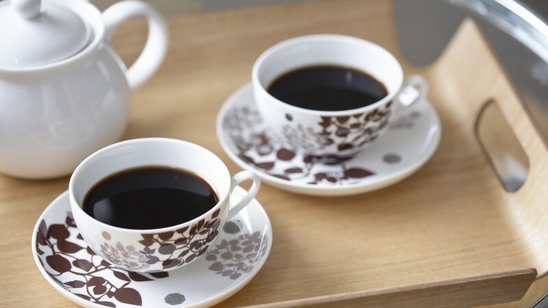 Coffee Cups on Tray — Brown