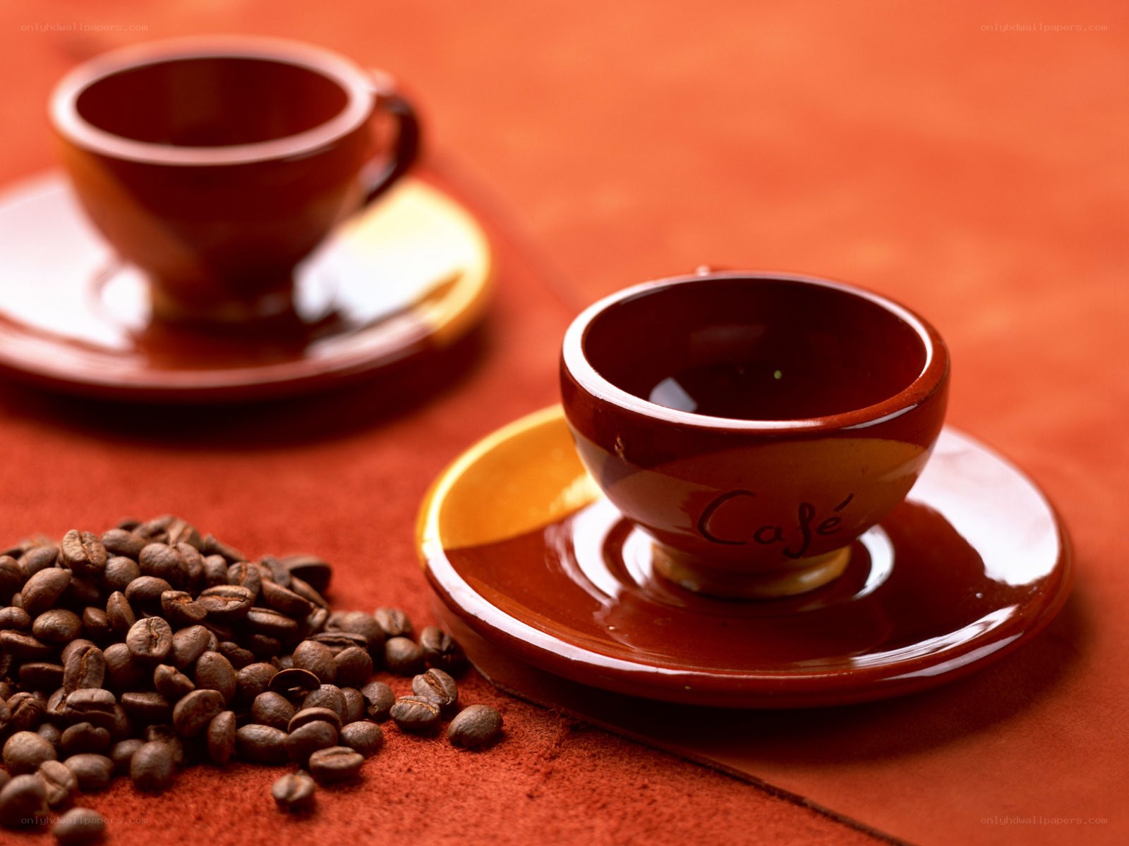 Coffee cups with beans