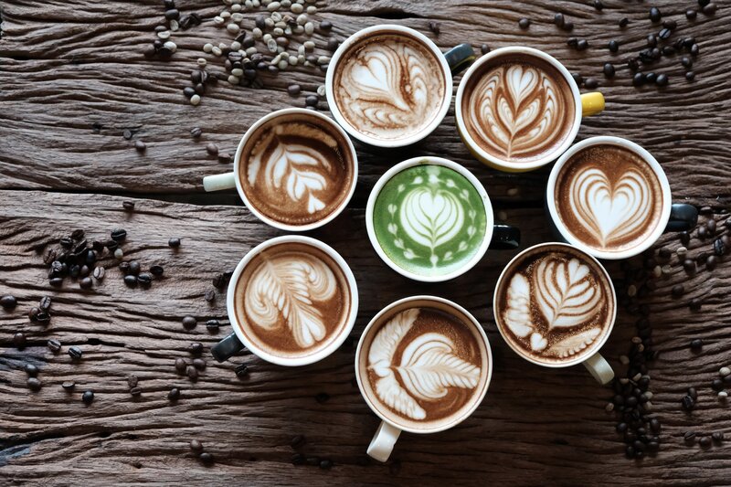 Coffee Cups with Latte Art