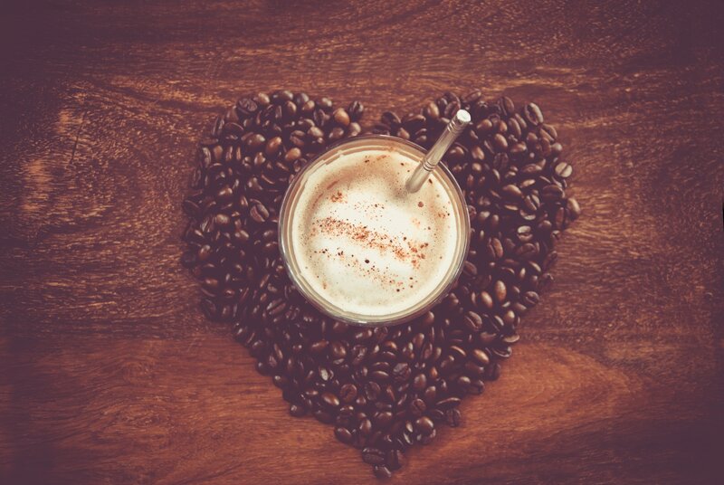 Coffee Drink in Heart Shape — Brown, Cozy