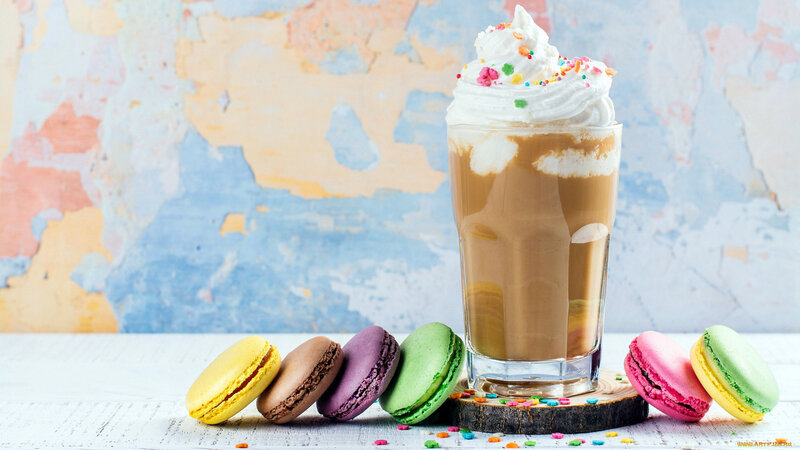 Coffee Drink with Macarons