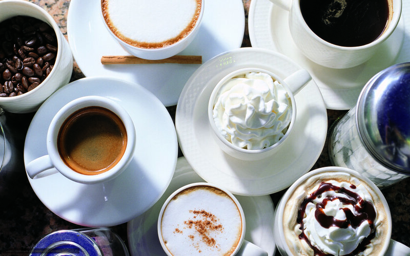 Coffee Drinks on Table — White, Calm