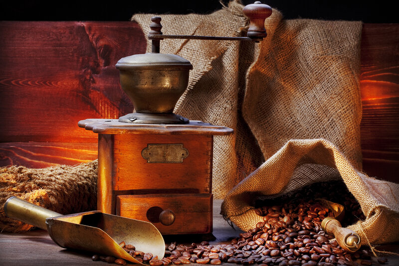 Coffee Grinder and Beans — Brown