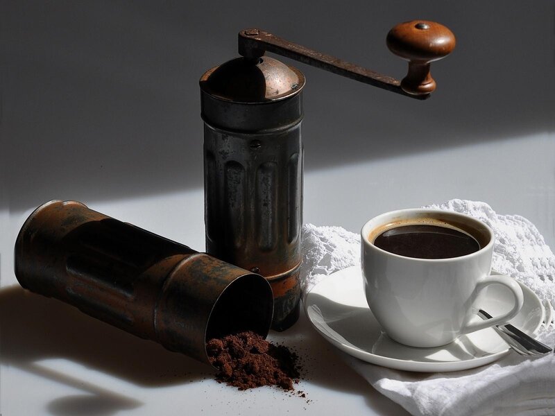 Coffee Grinder and Cup