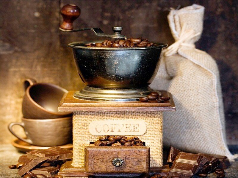 Coffee Grinder with Beans — Brown, Cozy