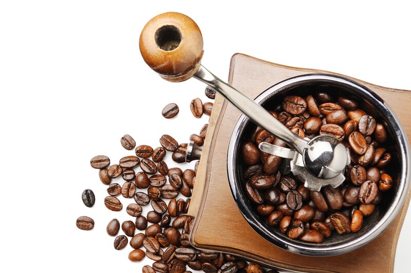 Coffee Grinder with Beans — Brown, Neutral