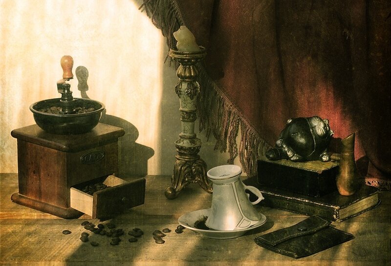 Coffee grinding still life
