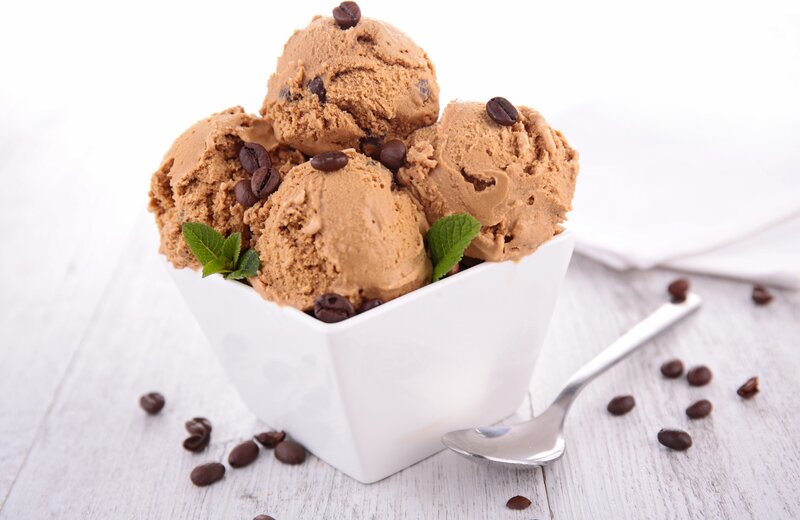 Coffee Ice Cream in Bowl — Brown, Calm