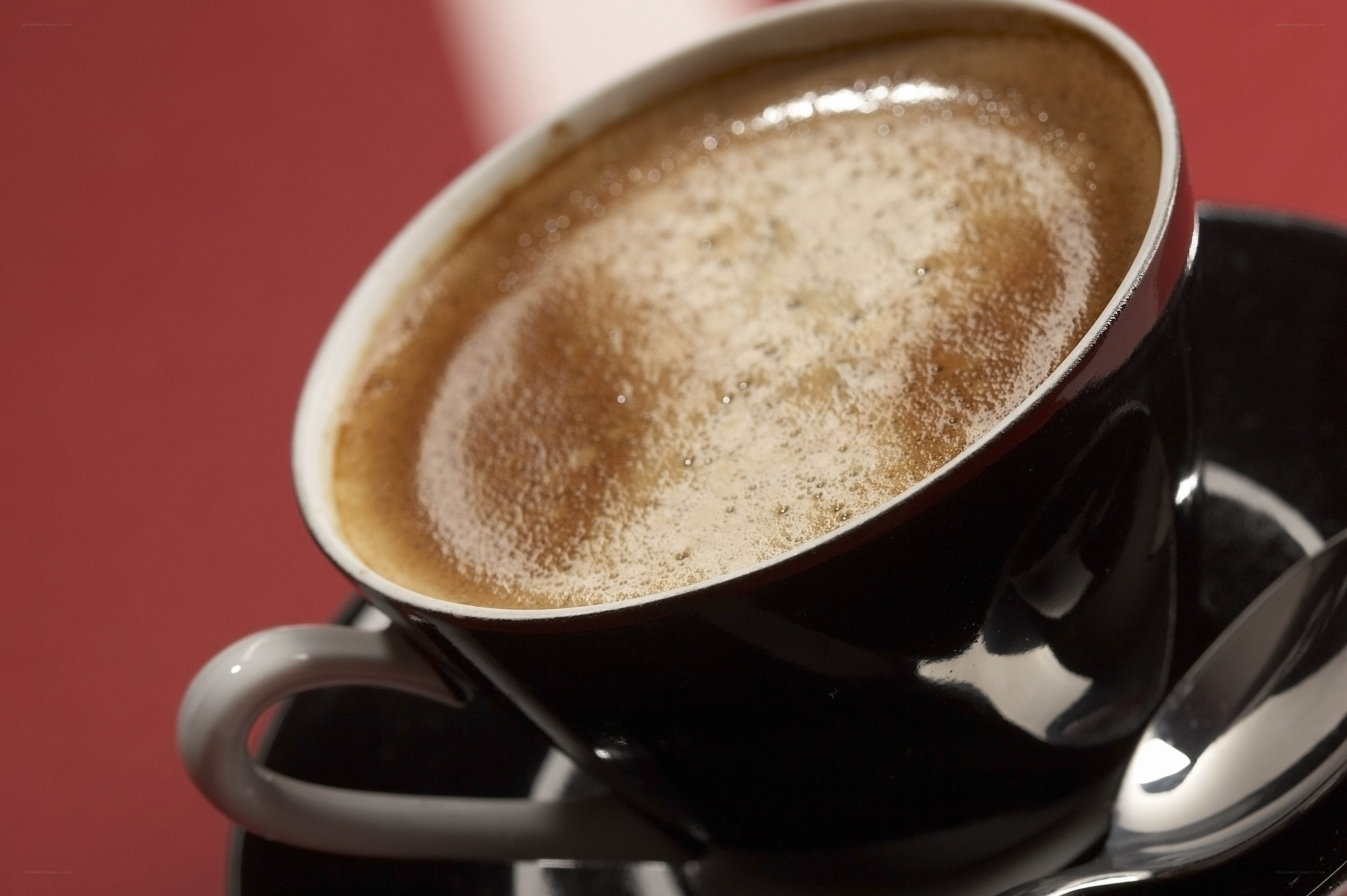 coffee in a black cup