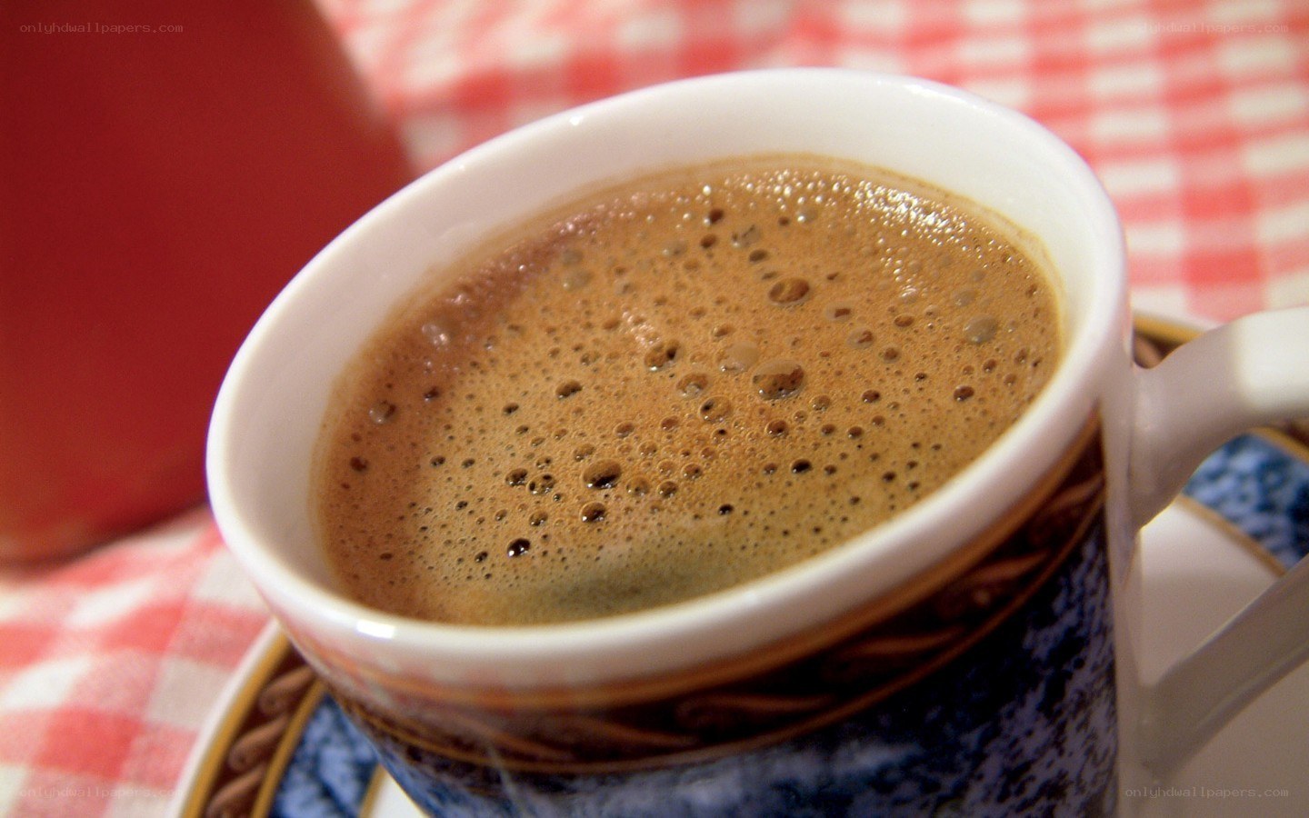 coffee in a patterned cup