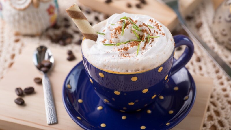 Coffee in Blue Cup — Cozy, Morning