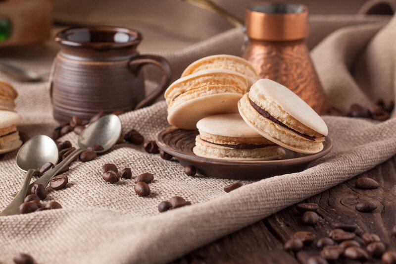 Coffee Macarons on Plate