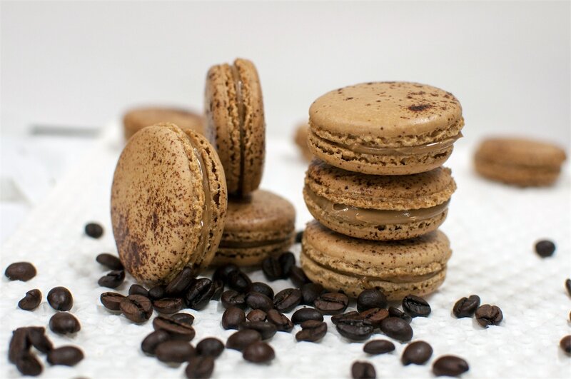 Coffee Macarons with Beans