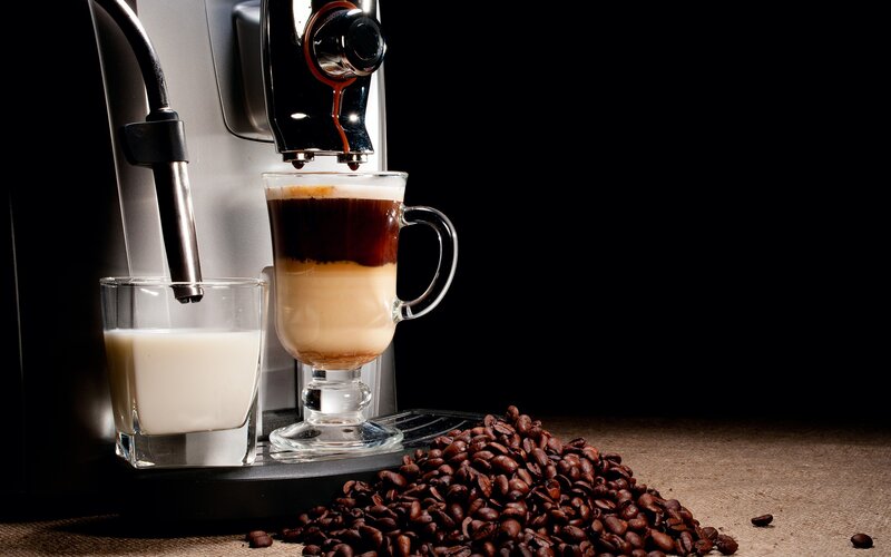 Coffee Machine Making Latte