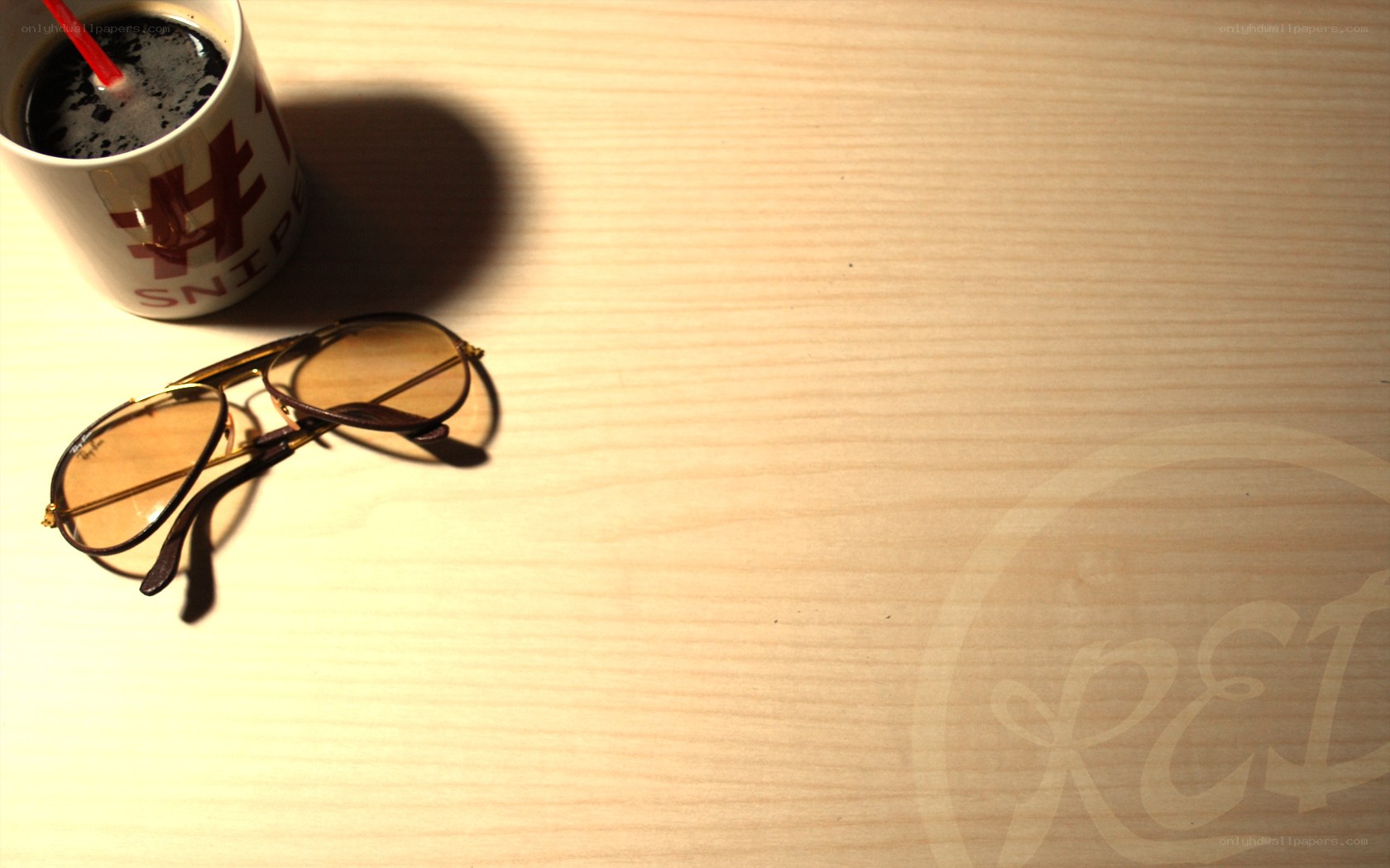 coffee mug and glasses on table