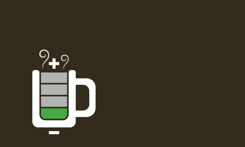 Coffee Mug Battery — Brown, Minimalist, Vector Art