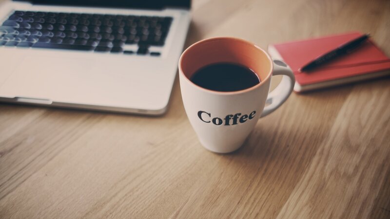 Coffee Mug on Desk — Brown