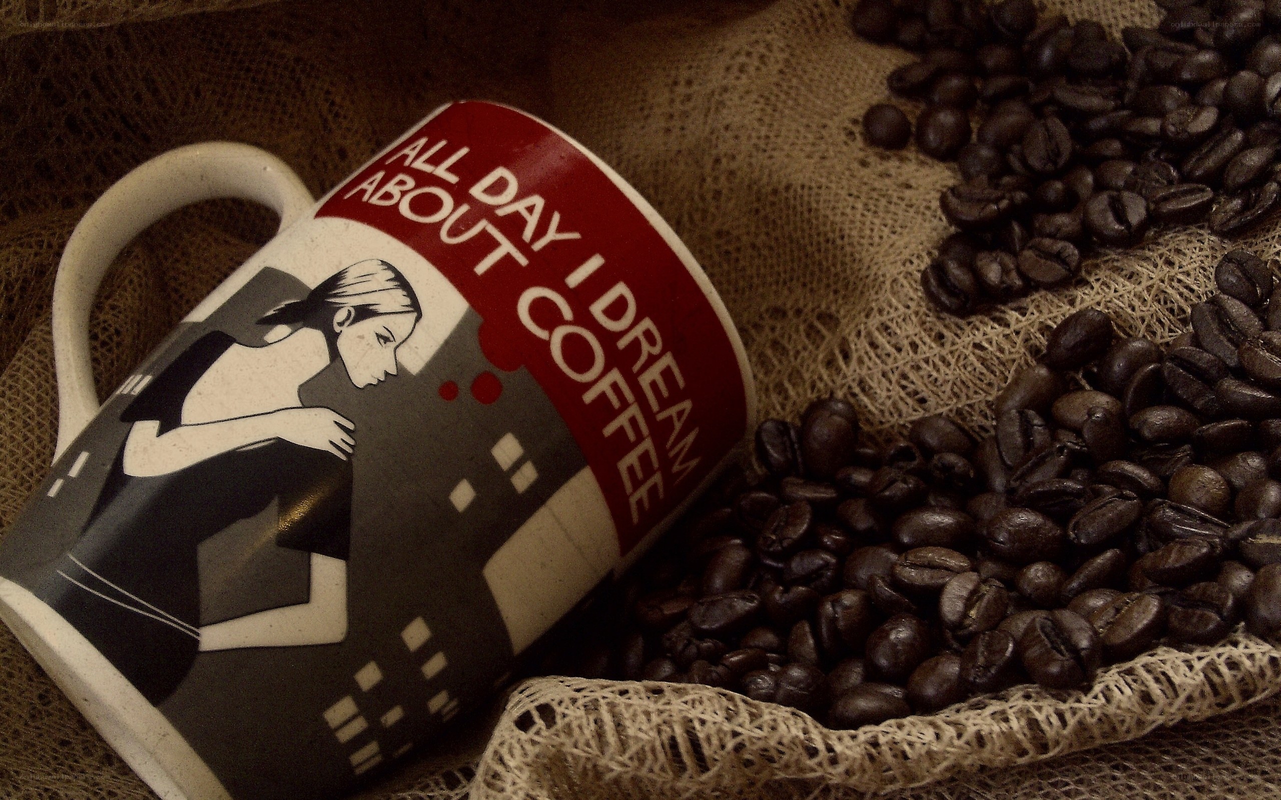 coffee mug with beans