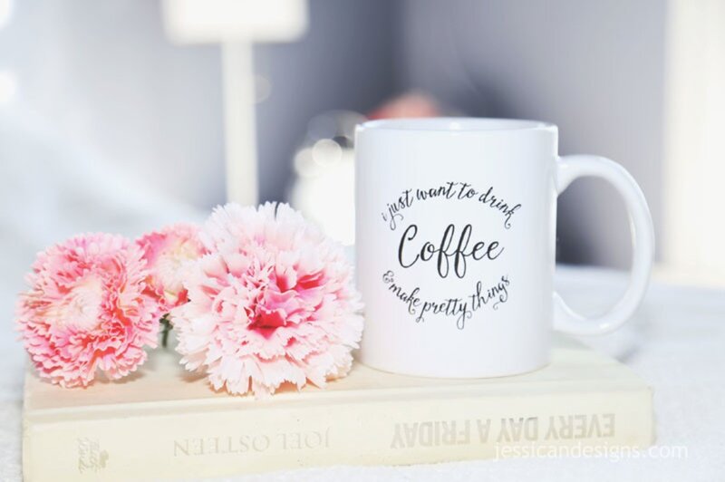 Coffee Mug with Flowers — White, Serene