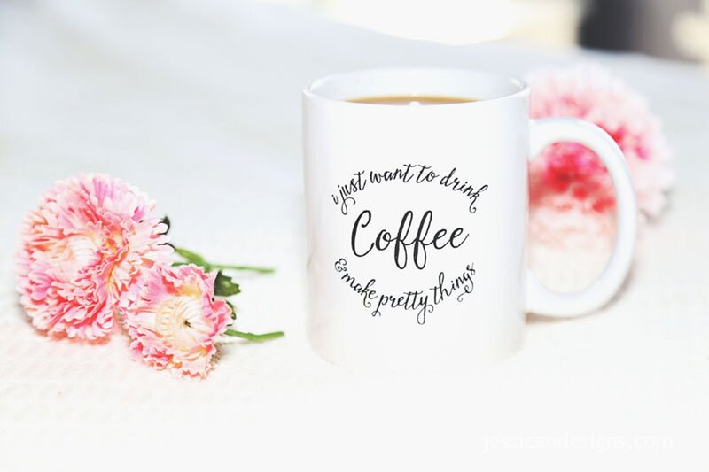 Coffee Mug with Flowers — White