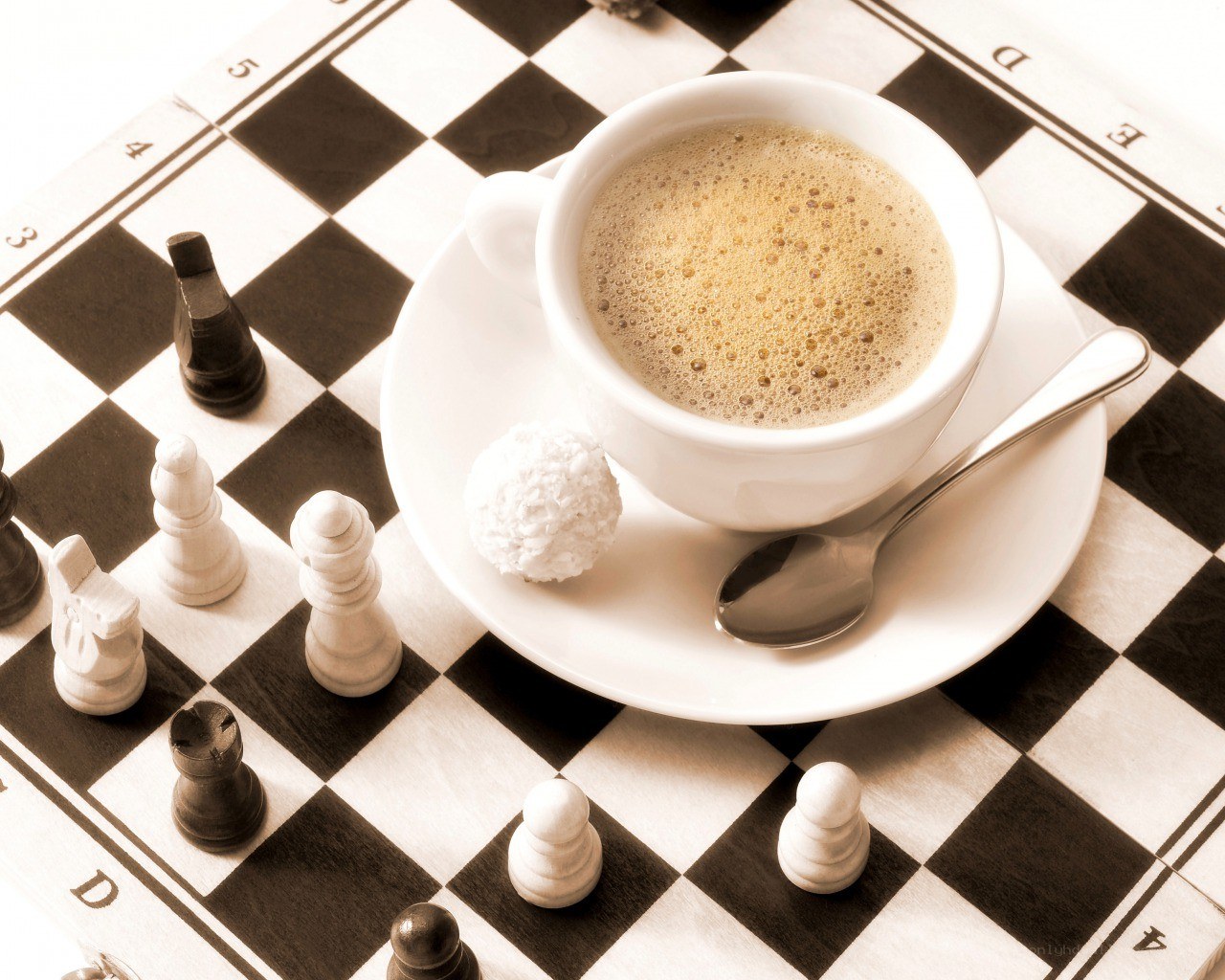 Coffee on a chessboard