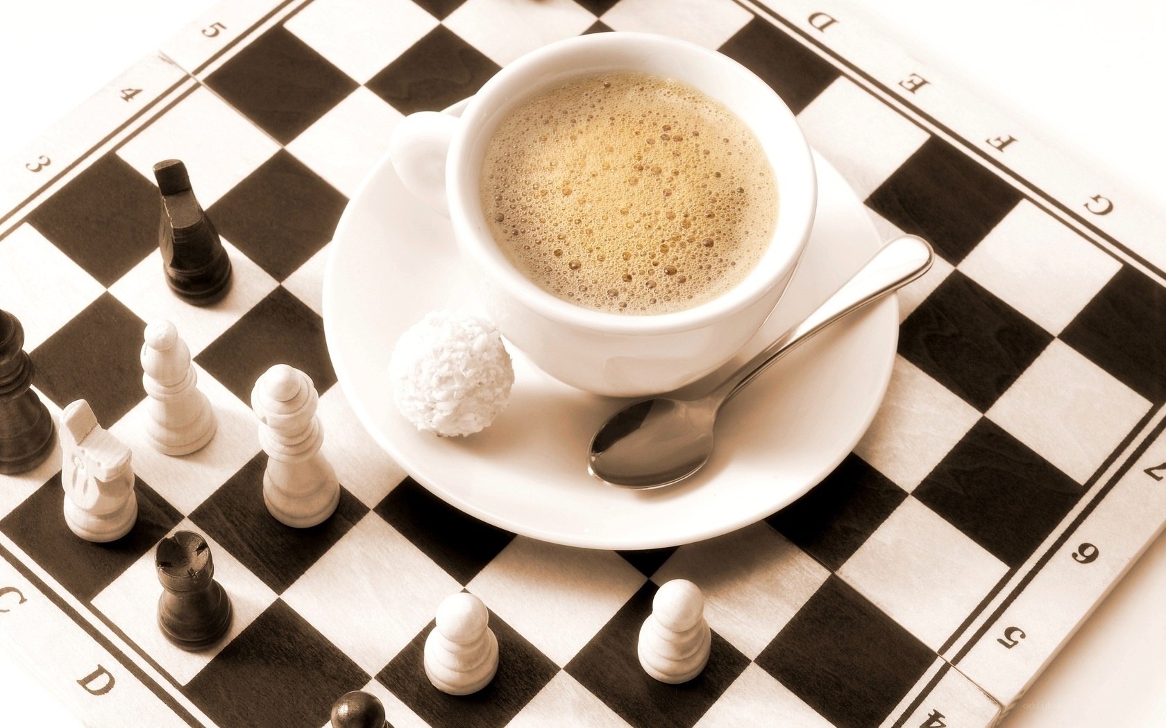 Coffee on a chessboard