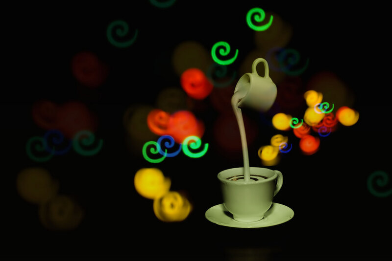 coffee pouring with light trails
