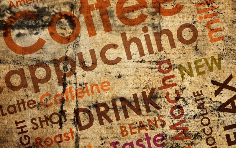 Coffee-related Text Collage
