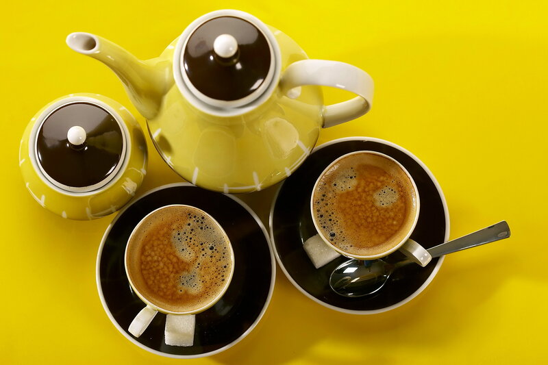 Coffee Set on Yellow