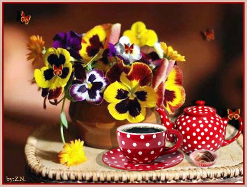 Coffee Set with Flowers