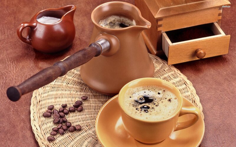Coffee Setup on Table — Brown