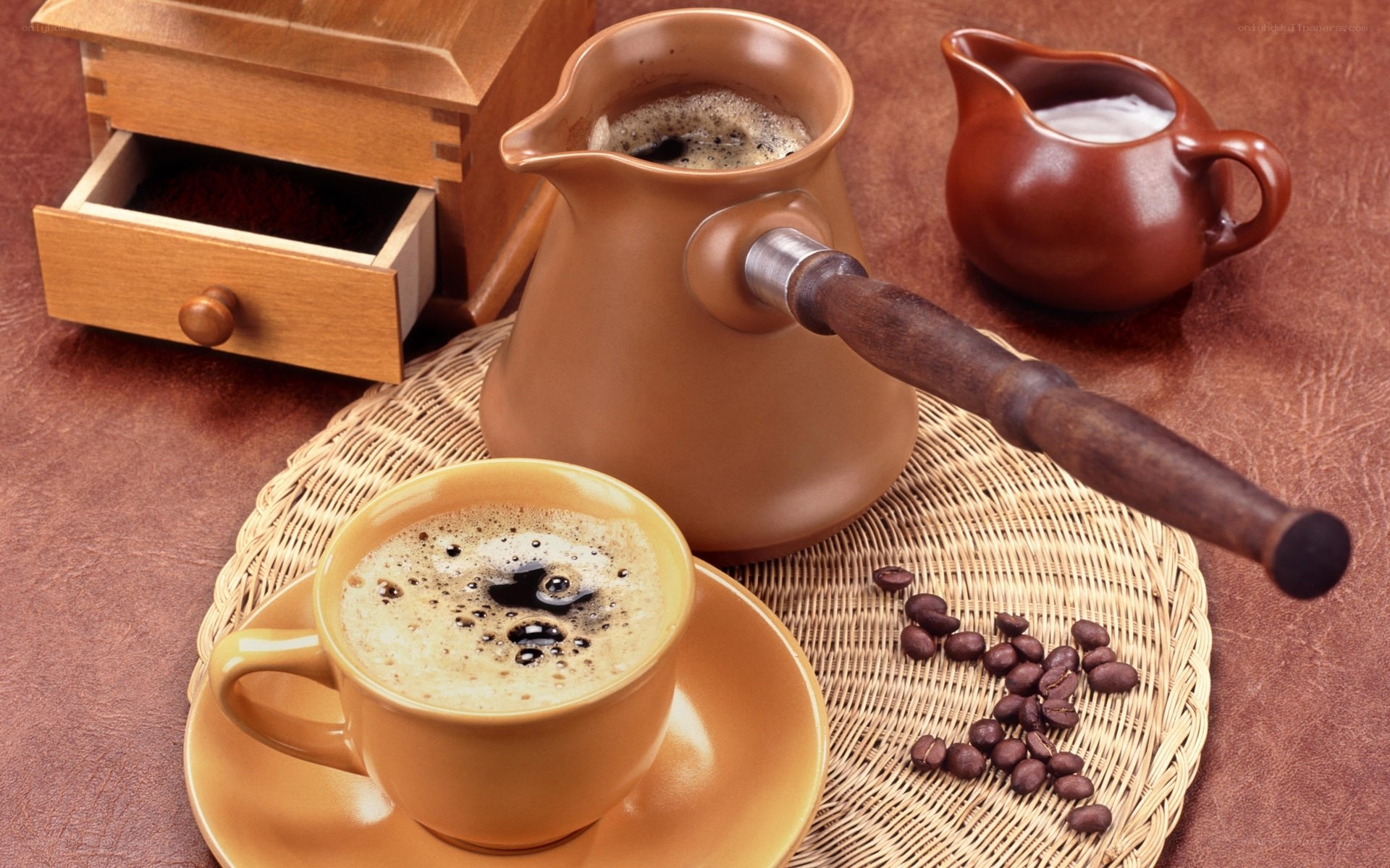 coffee setup with beans