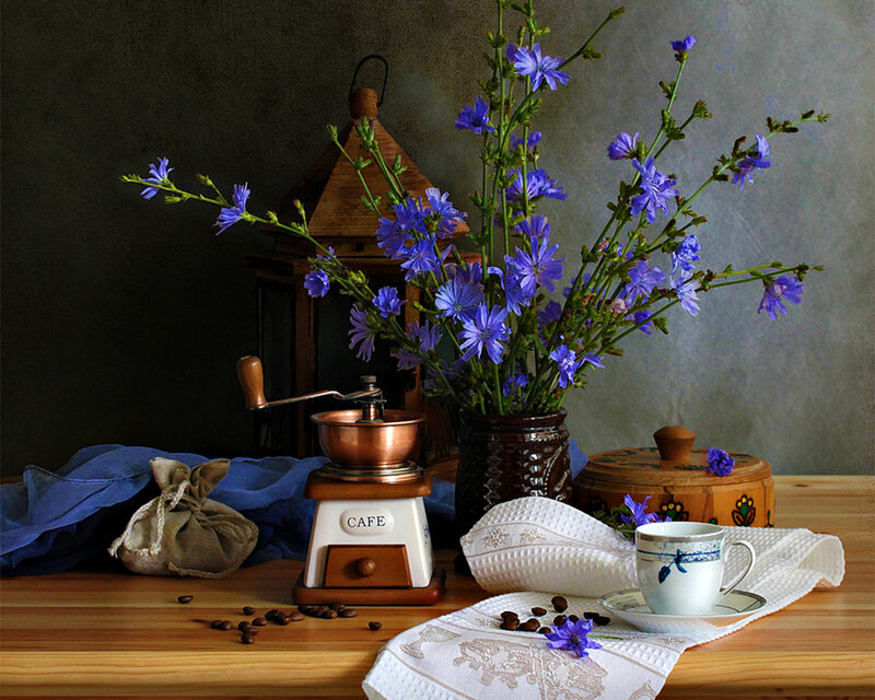 Coffee Setup with Flowers