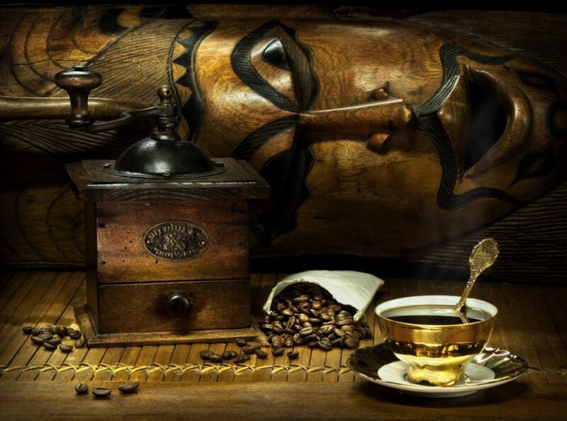 coffee setup with grinder