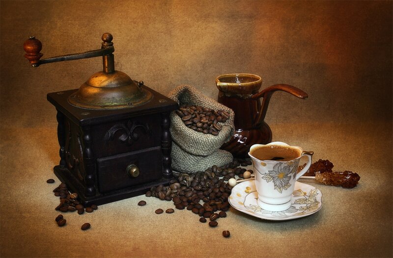 Coffee Setup with Grinder — Brown, Calm