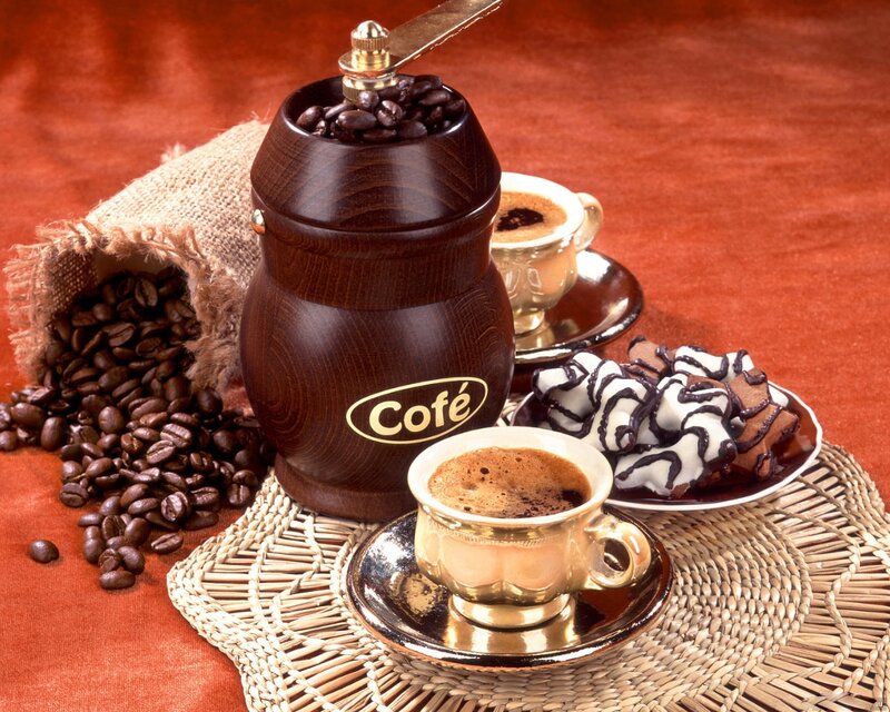 Coffee Setup with Grinder — Brown, Warm