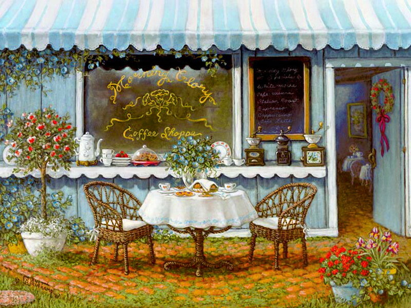 Coffee Shop Exterior — Blue