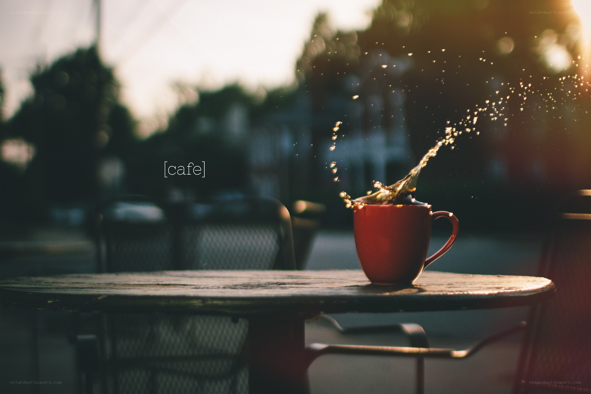 coffee splash at outdoor cafe