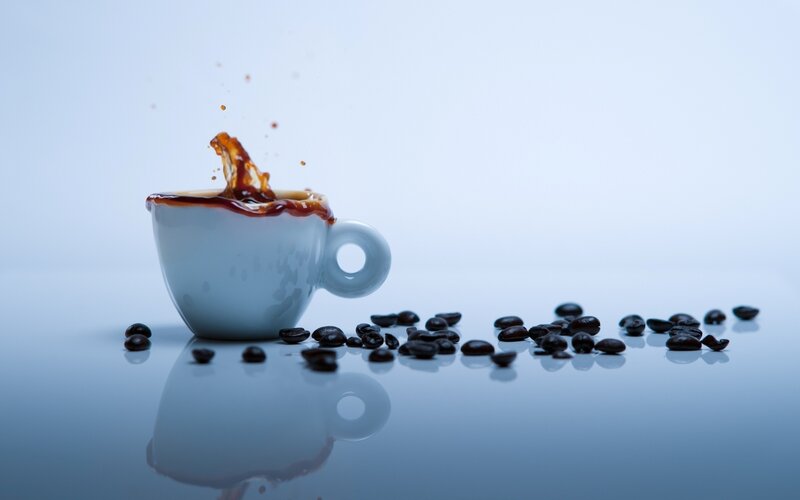 coffee splash in white cup