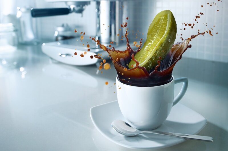 coffee splash with pickle