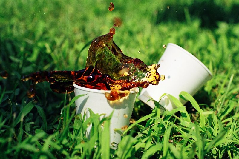 Coffee Splashing from Cup — Green, Dynamic