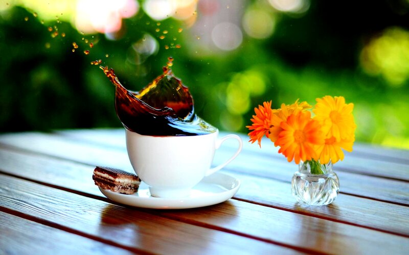 Coffee Splashing from Cup — White