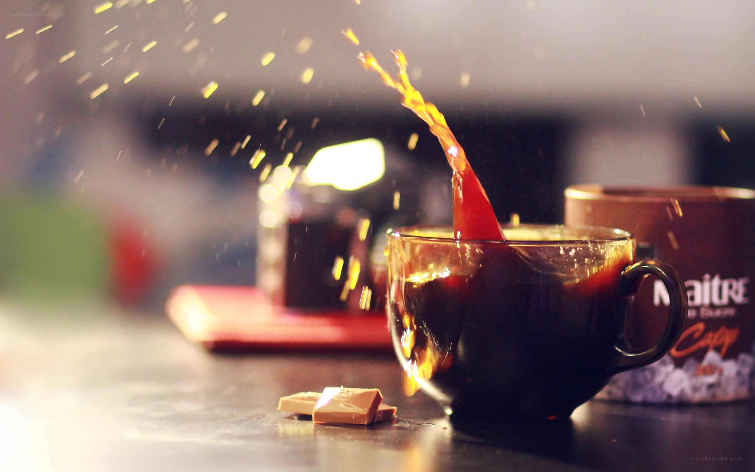 coffee splashing in a cup