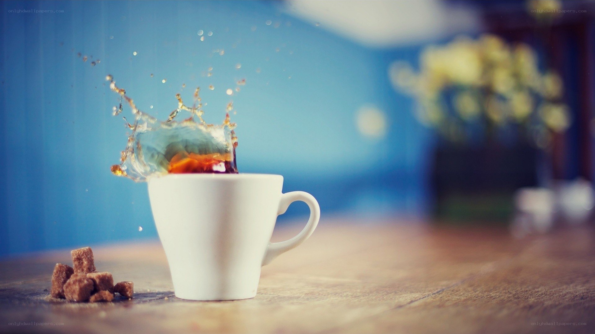 coffee splashing in a cup